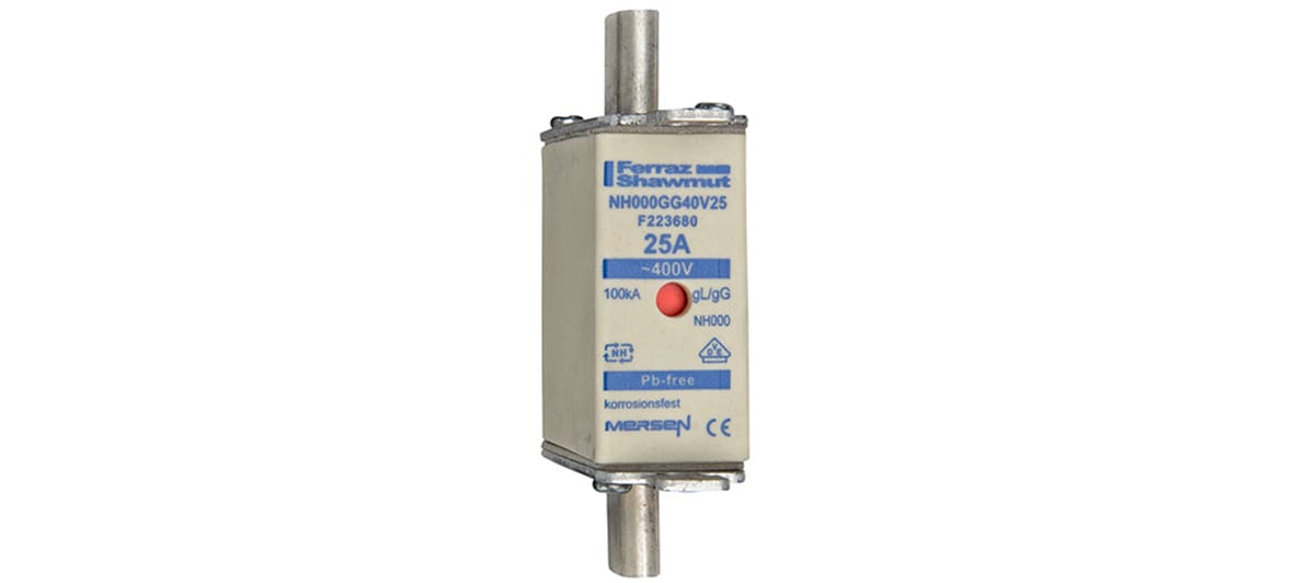 MERSEN - Fusibile NH000 gG 400VAC 25A Placche Attive Doppio Indicatore