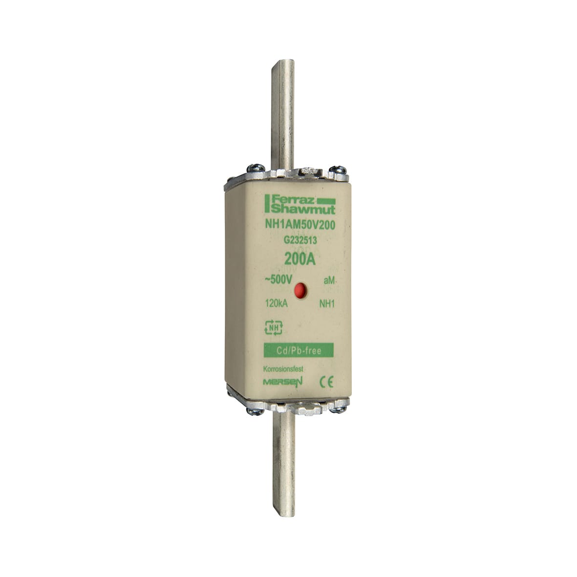 MERSEN - Fusibile NH1 aM 500VAC 200A Placche Attive Doppio Indicatore