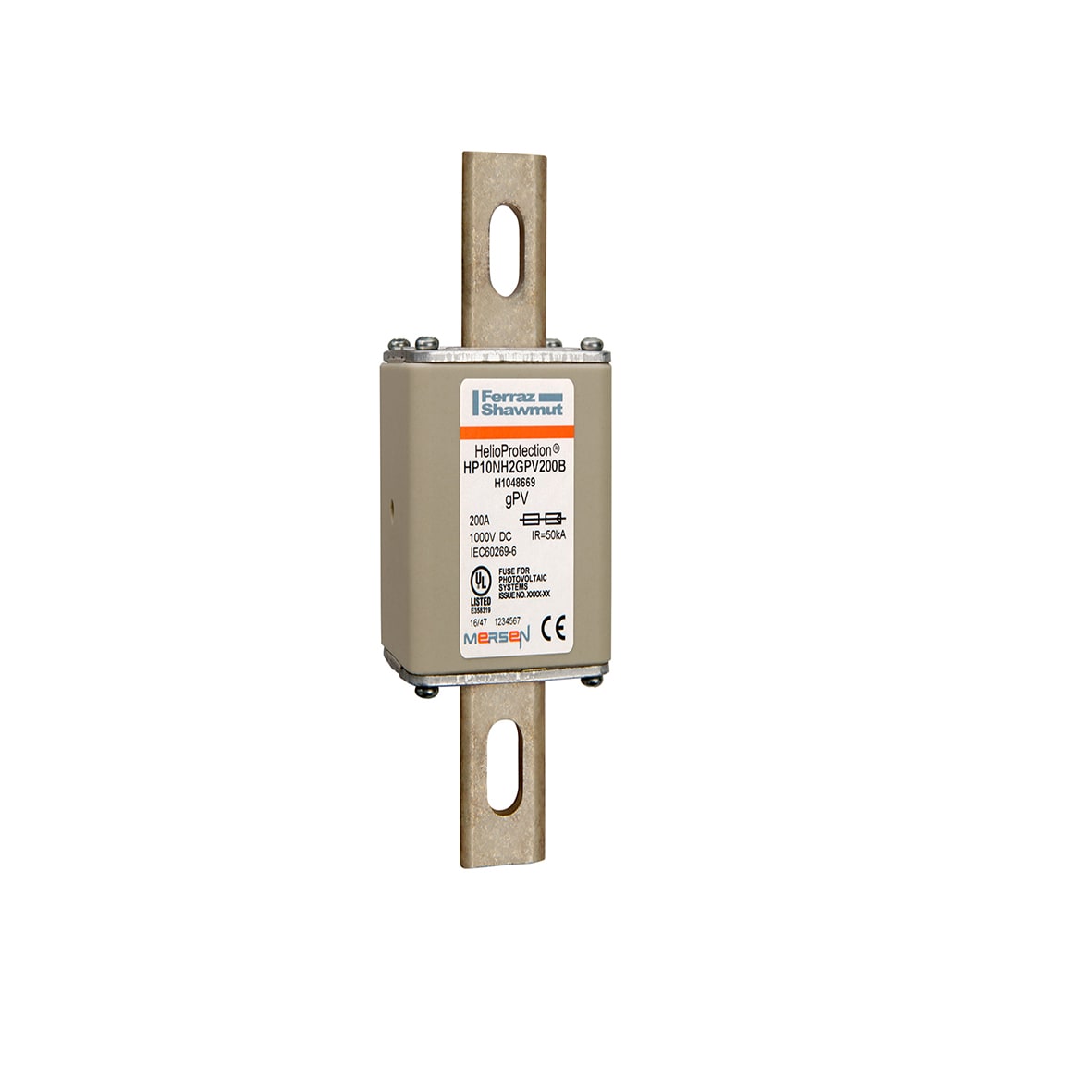 MERSEN - Fusibile fotovoltaico gPV 1000VDC IEC / UL NH2 200A Coltelli DIN Mont. Diretto