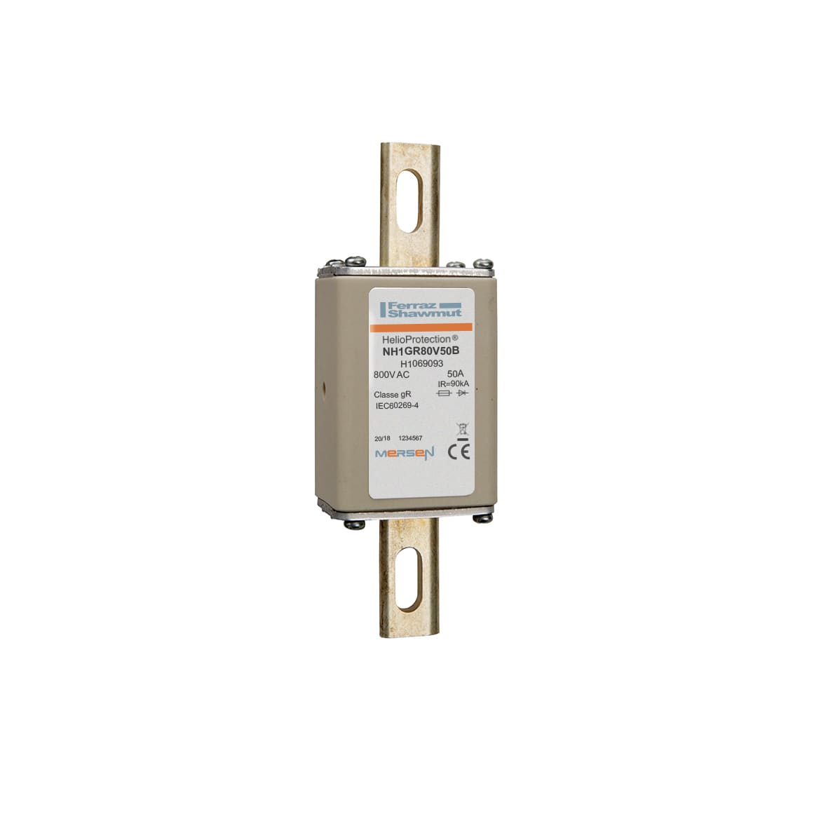 MERSEN - Fusibile fotovoltaico gR 800VAC IEC NH1 50A Coltelli DIN Clip