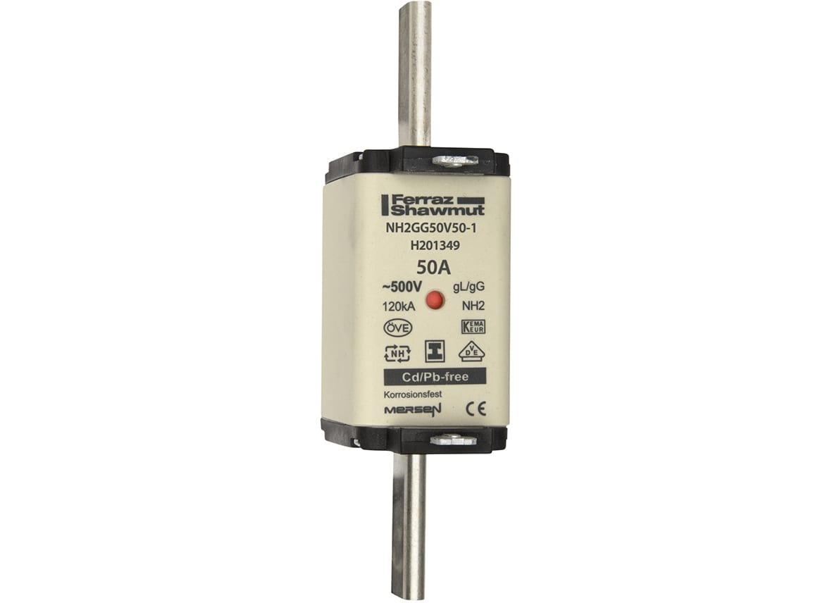 MERSEN - Fusibile NH2 gG 500VAC 50A Placche Isolate Doppio Indicatore
