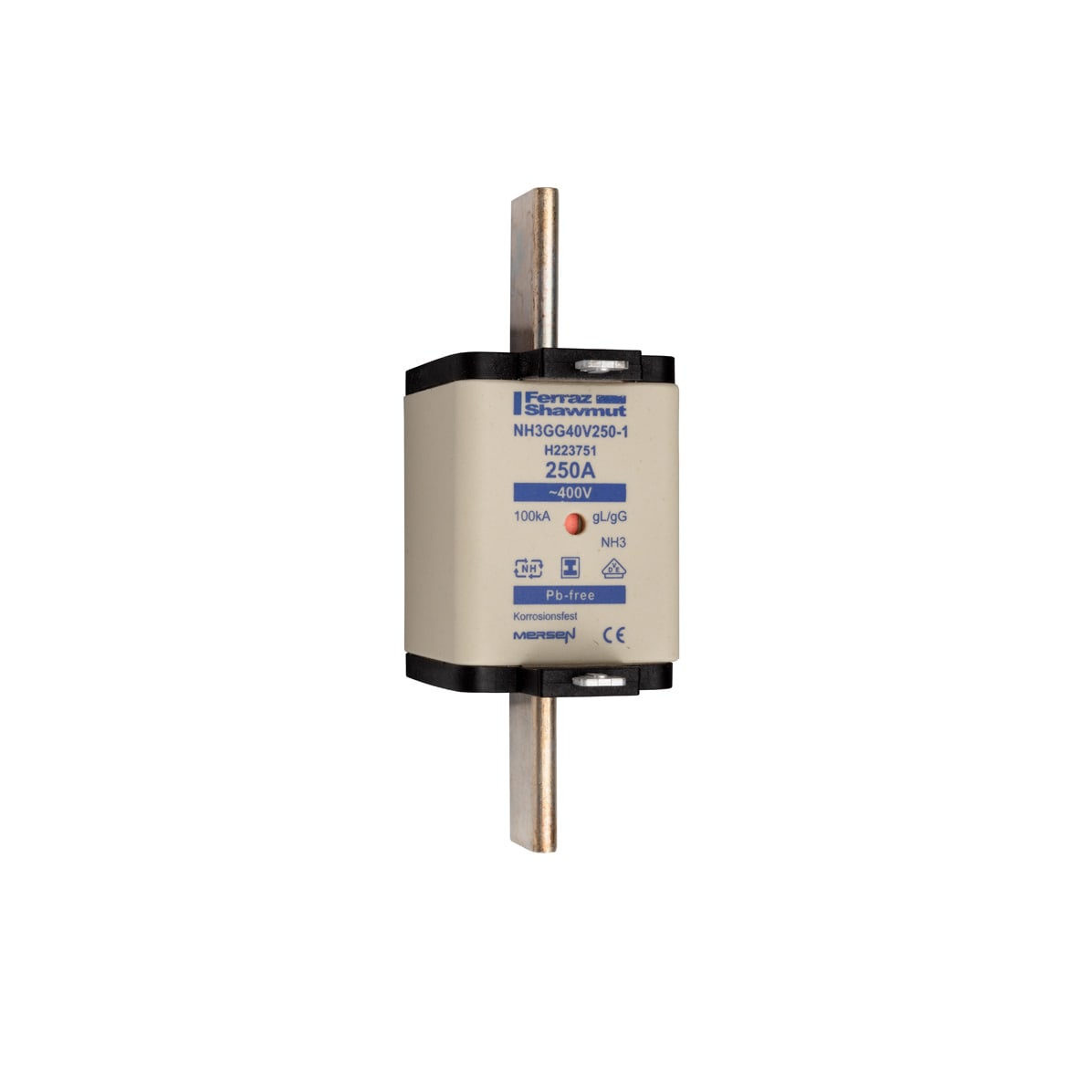 MERSEN - Fusibile NH3 gG 400VAC 250A Placche Isolate Doppio Indicatore