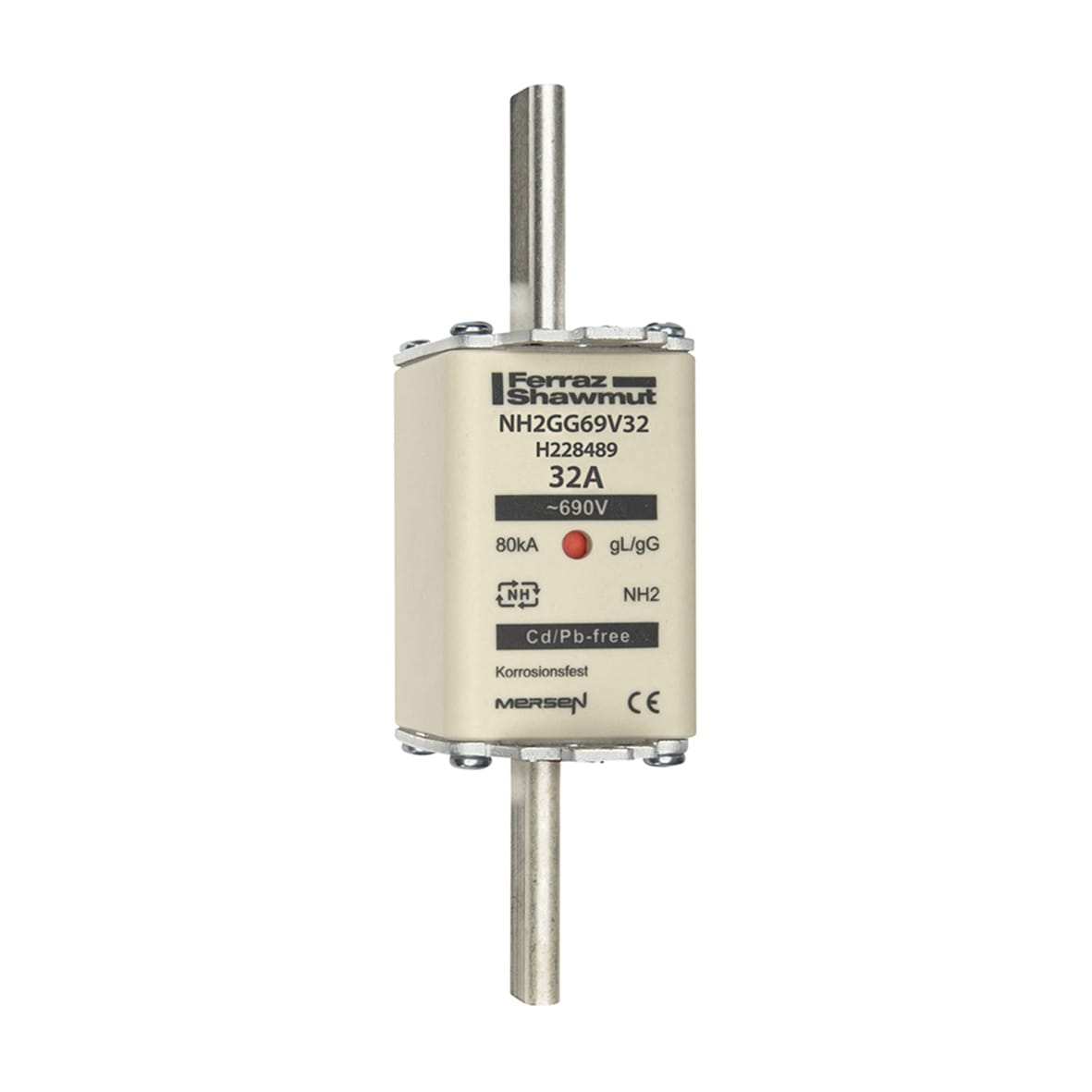 MERSEN - Fusibile NH2 gG 690VAC 32A Placche Attive Doppio Indicatore