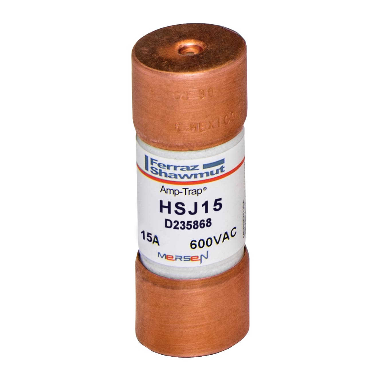 MERSEN - Fusibile HSJ - Classe J - Rapidi 600VAC 500VDC 15A Cilindrico