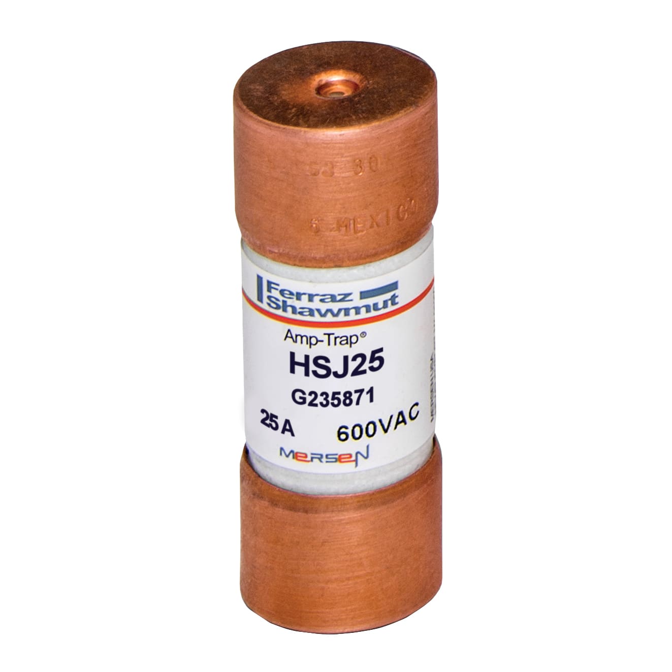 MERSEN - Fusibile HSJ - Classe J - Rapidi 600VAC 500VDC 25A Cilindrico