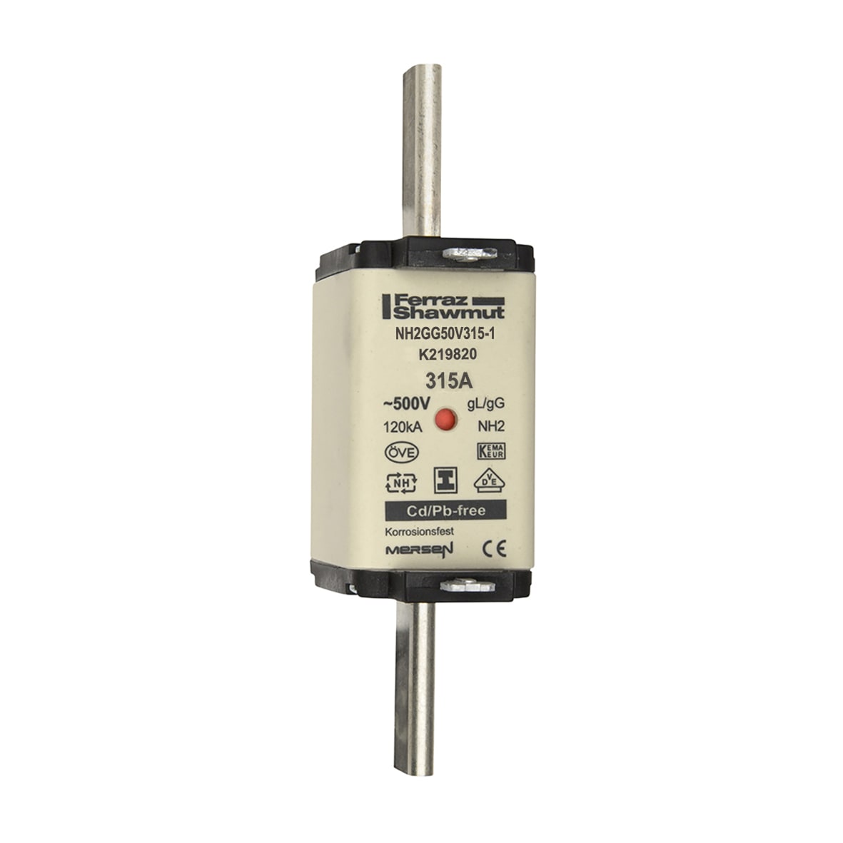 MERSEN - Fusibile NH2 gG 500VAC 315A Placche Isolate Doppio Indicatore