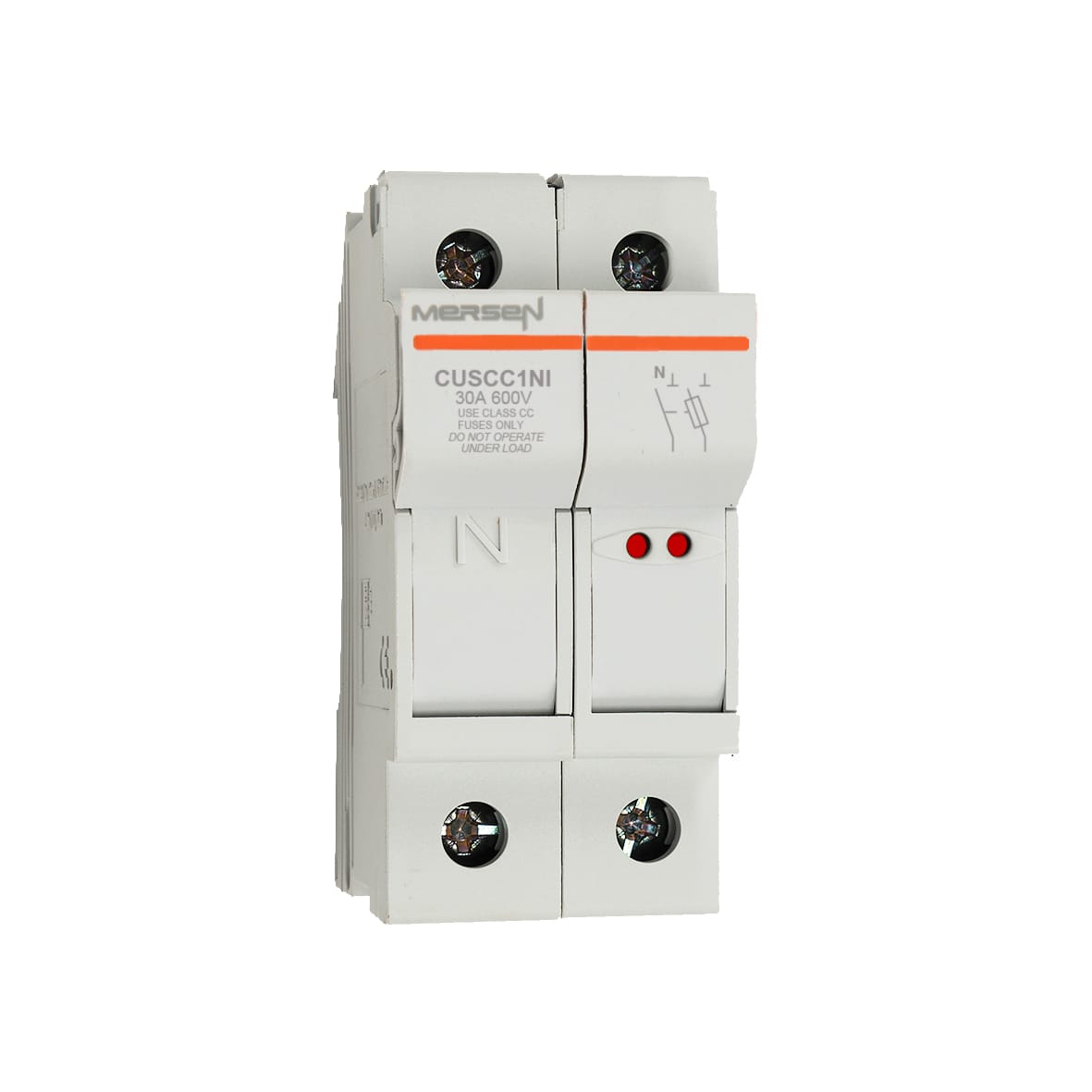 MERSEN - Portafusibili 600VAC 600VDC Classe CC 1 polo+N Indicatore visivo