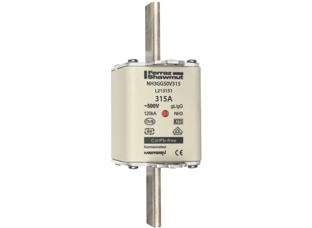 MERSEN - Fusibile NH3 gG 500VAC 315A Placche Attive Doppio Indicatore