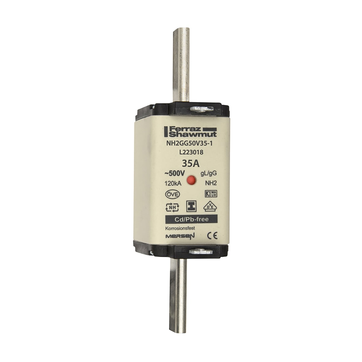 MERSEN - Fusibile NH2 gG 500VAC 35A Placche Isolate Doppio Indicatore