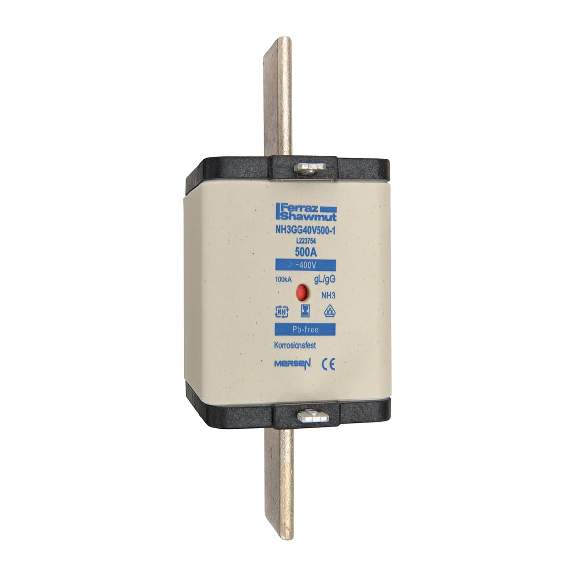 MERSEN - Fusibile NH3 gG 400VAC 500A Placche Isolate Doppio Indicatore