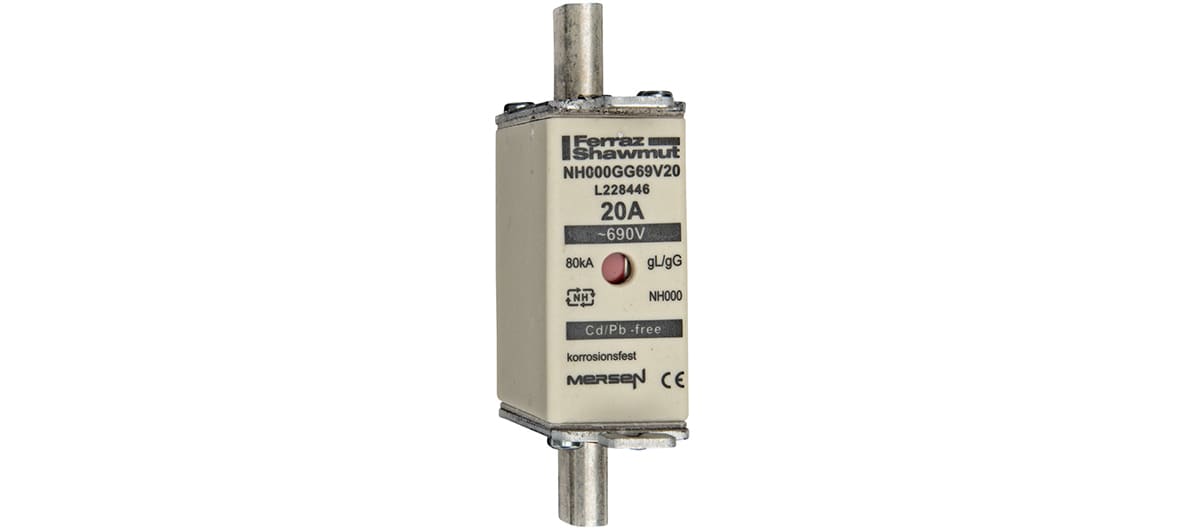 MERSEN - Fusibile NH000 gG 690VAC 20A Placche Attive Doppio Indicatore