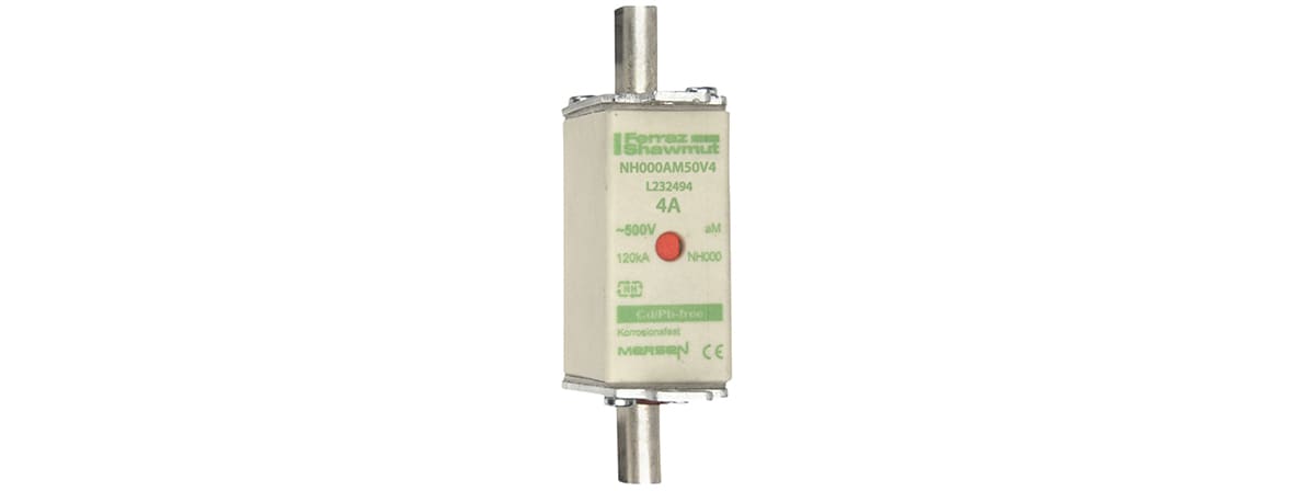MERSEN - Fusibile NH000 aM 500VAC 4A Placche Attive Doppio Indicatore