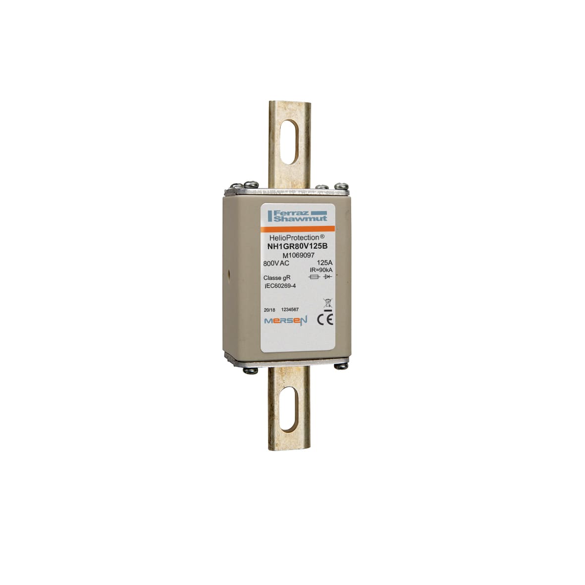 MERSEN - Fusibile fotovoltaico gR 800VAC IEC NH1 125A Coltelli DIN Clip