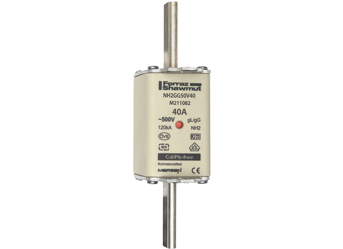 MERSEN - Fusibile NH2 gG 500VAC 40A Placche Attive Doppio Indicatore