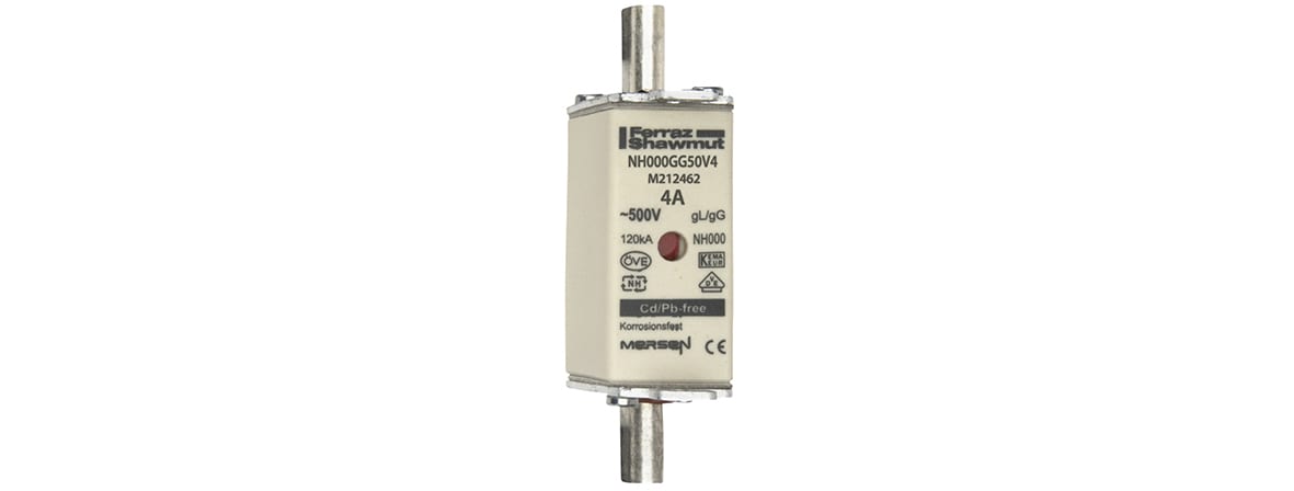 MERSEN - Fusibile NH000 gG 500VAC 4A Placche Attive Doppio Indicatore