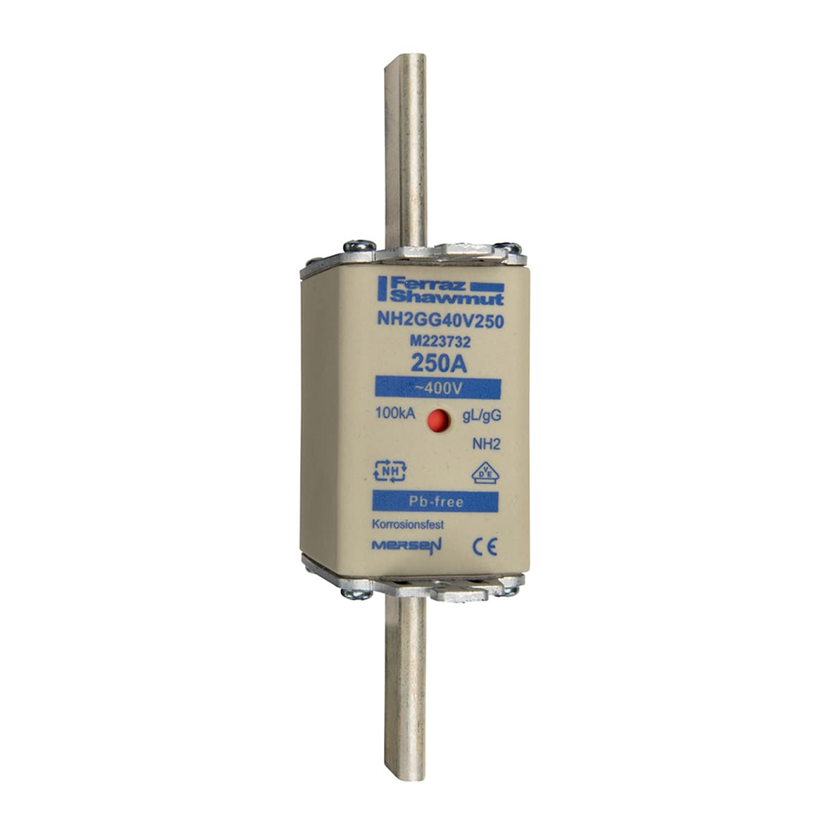 MERSEN - Fusibile NH2 gG 400VAC 250A Placche Attive Doppio Indicatore