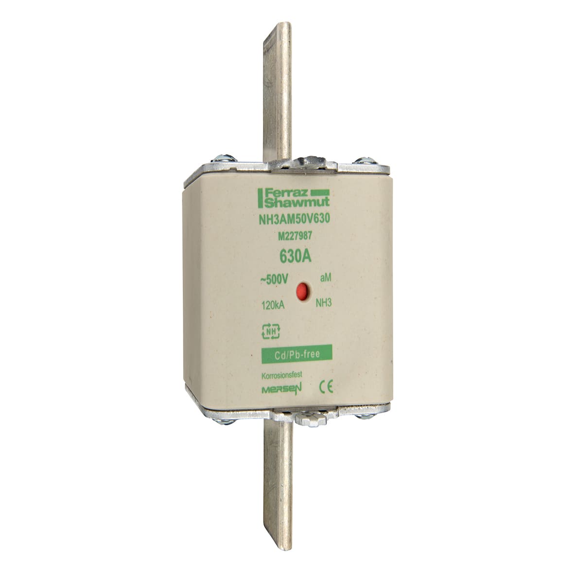 MERSEN - Fusibile NH3 aM 500VAC 630A Placche Attive Doppio Indicatore