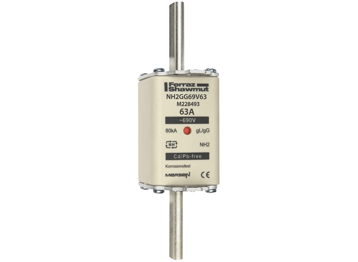 MERSEN - Fusibile NH2 gG 690VAC 63A Placche Attive Doppio Indicatore
