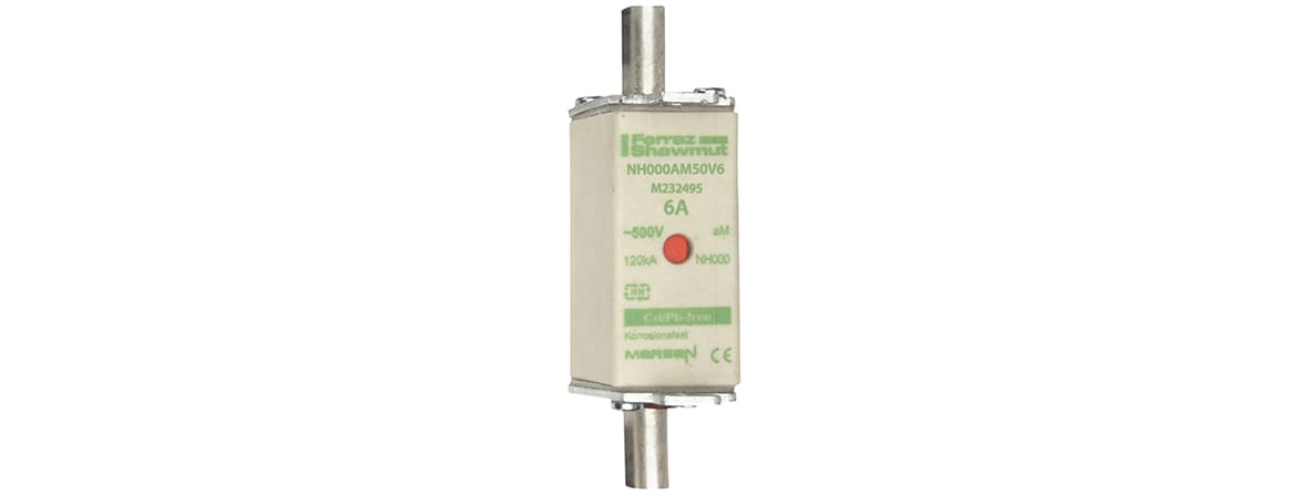 MERSEN - Fusibile NH000 aM 500VAC 6A Placche Attive Doppio Indicatore