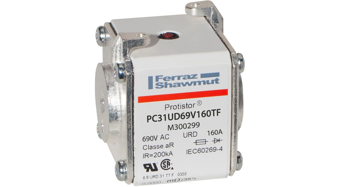 MERSEN - Fusibile ad alta velocità 31 aR 690VAC 160A Percussore Cont.Fil.Metrica
