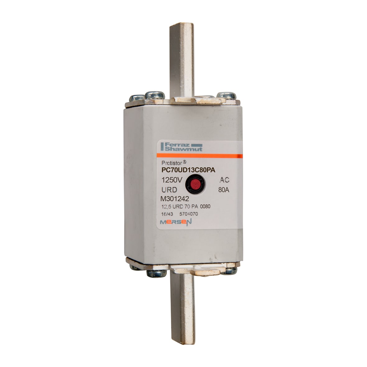 MERSEN - Fusibile ad alta velocità 70 aR 1250VAC 80A Percussore Coltelli Piani