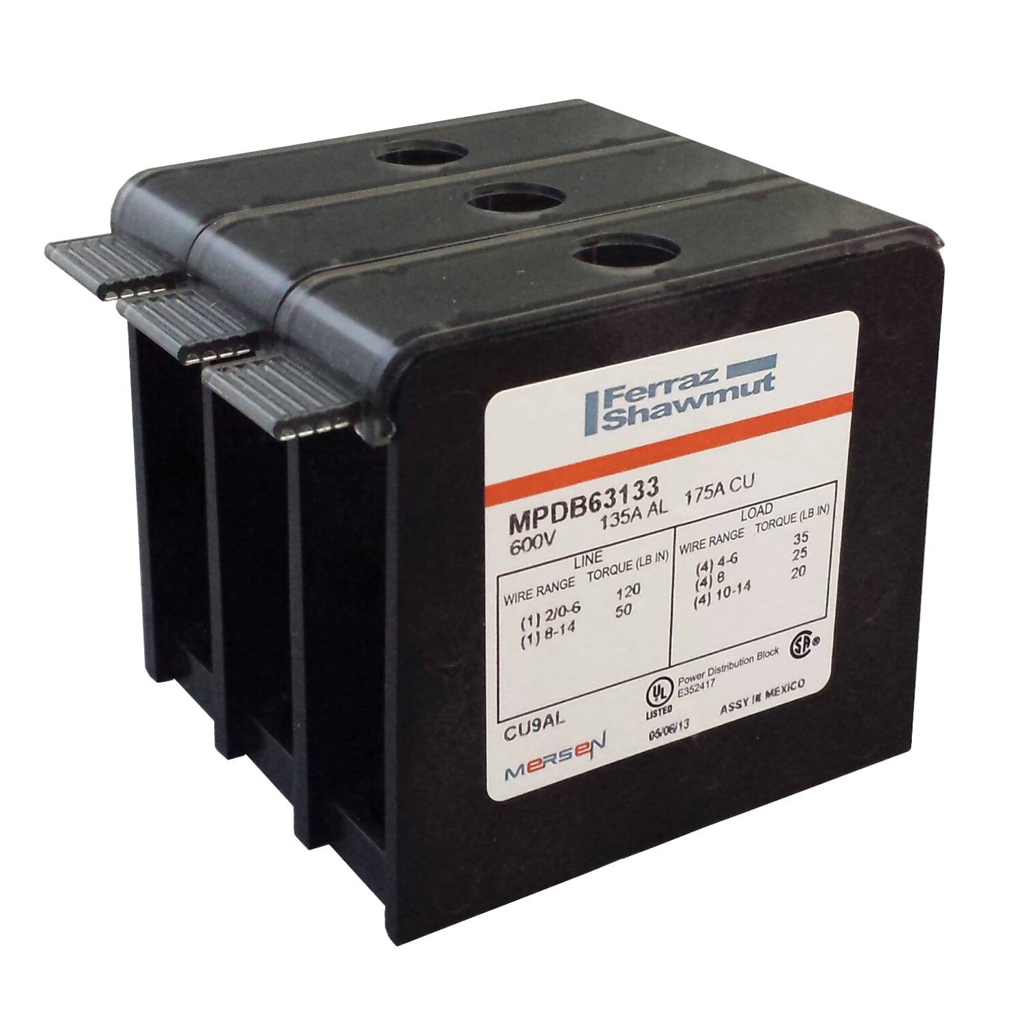 MERSEN - Serie MPDB UL 1953 1000V 135A - 175A AL Mini 3 poli 1 - 4 2/0-#14 #4-#14