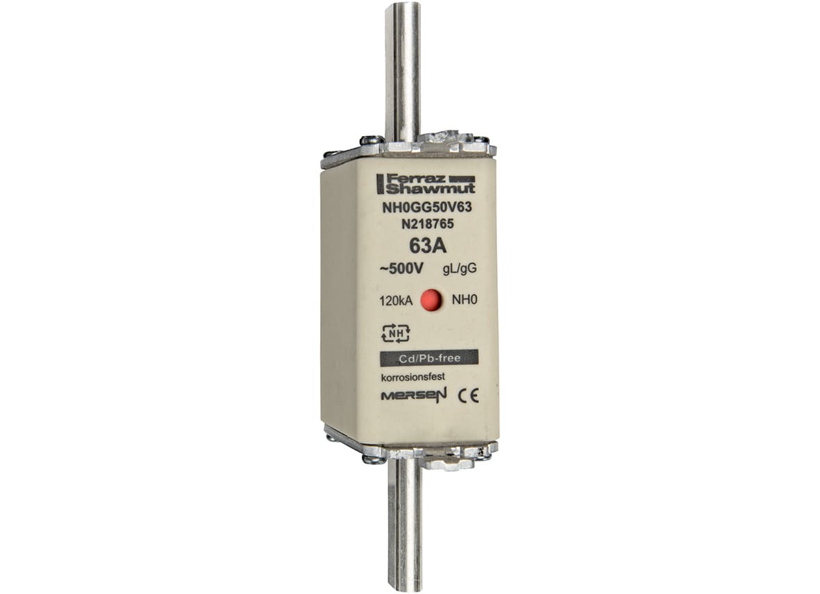 MERSEN - Fusibile NH0 gG 500VAC 63A Placche Attive Doppio Indicatore