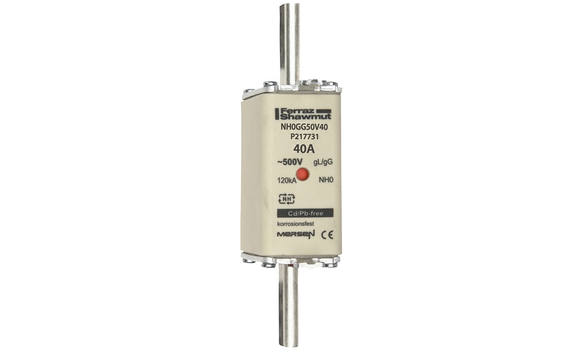 MERSEN - Fusibile NH0 gG 500VAC 40A Placche Attive Doppio Indicatore