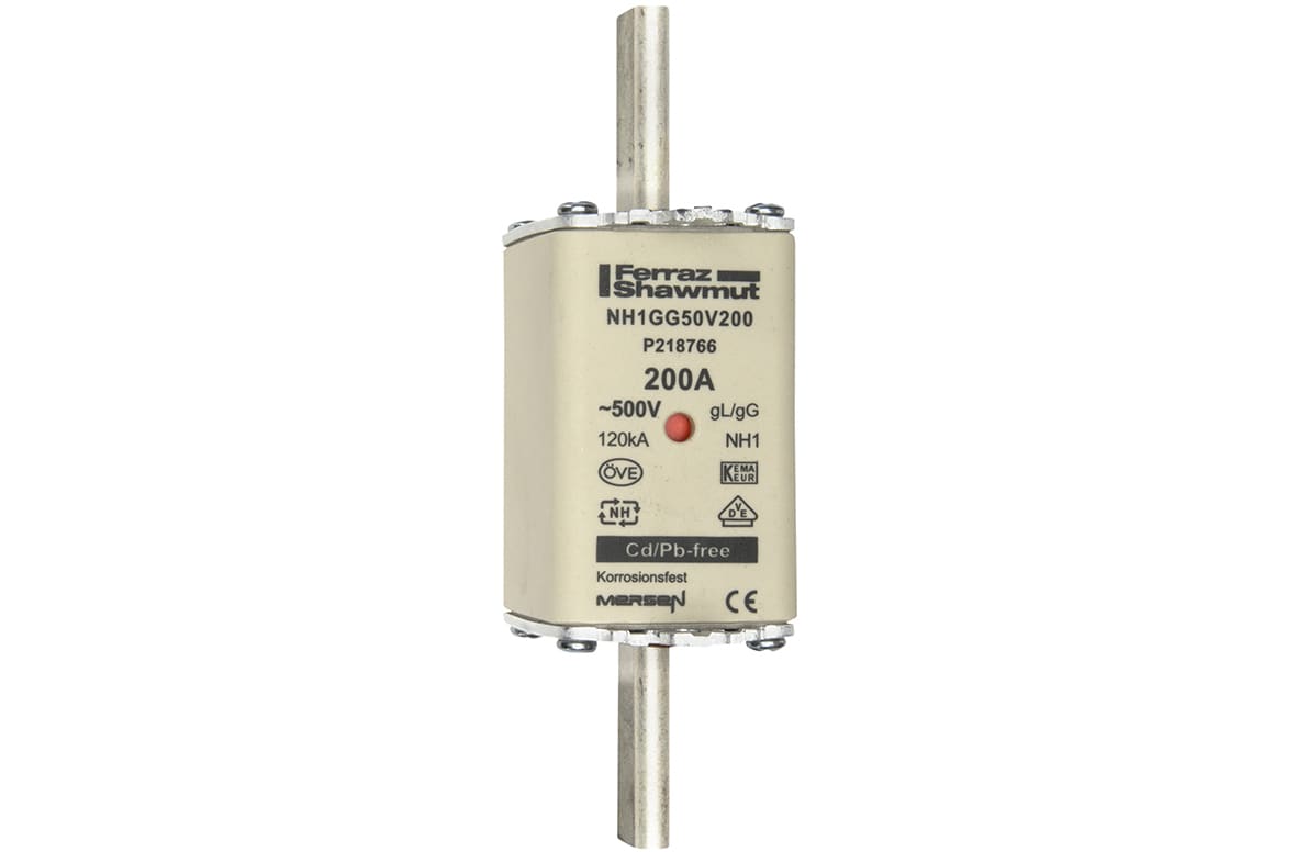 MERSEN - Fusibile NH1 gG 500VAC 200A Placche Attive Doppio Indicatore