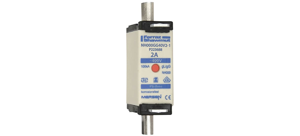 MERSEN - Fusibile NH000 gG 400VAC 2A Placche Isolate Doppio Indicatore