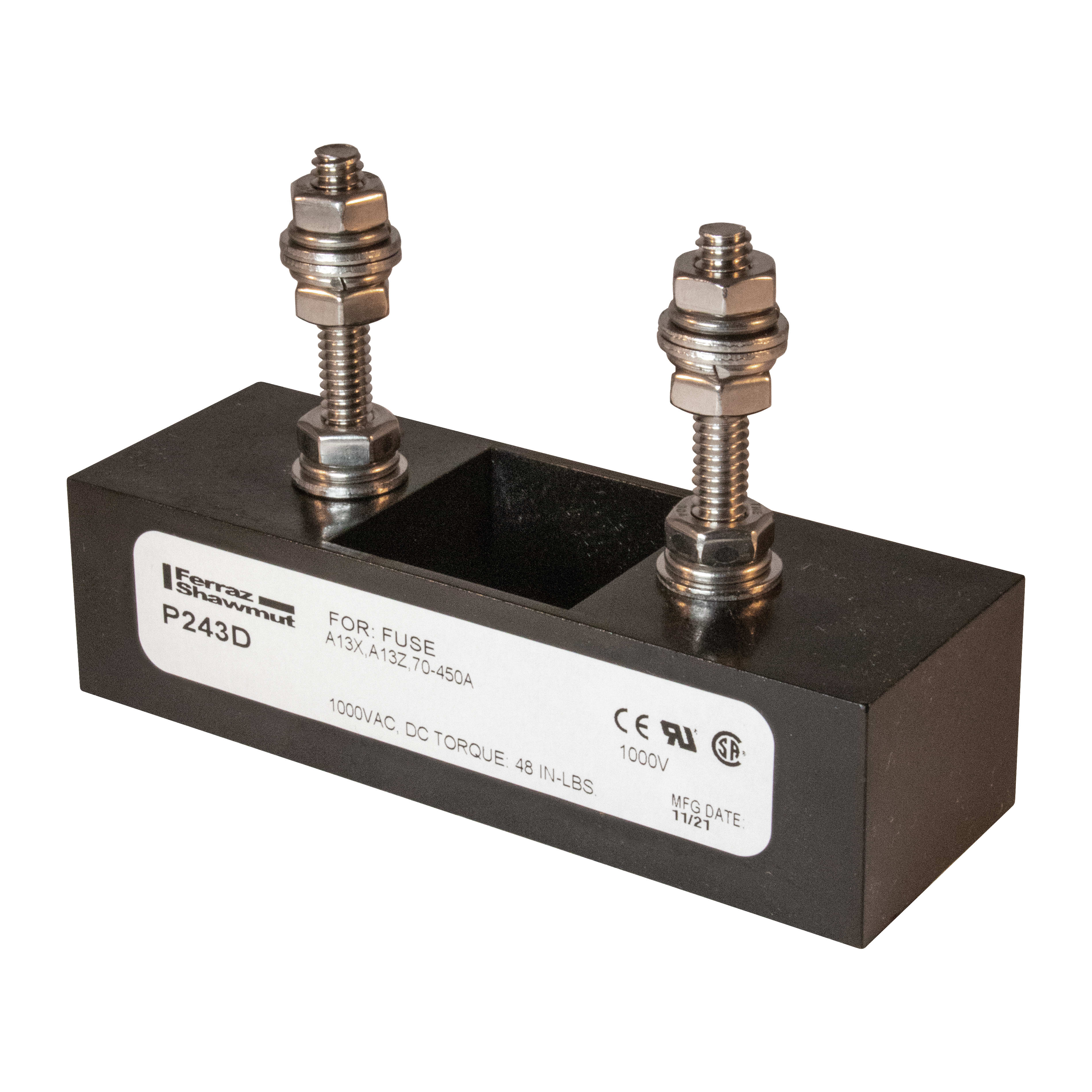MERSEN - Blocco fusibili 1000V AC/DC 450A 1 polo Perno da centro a centro: 2.06 pollice