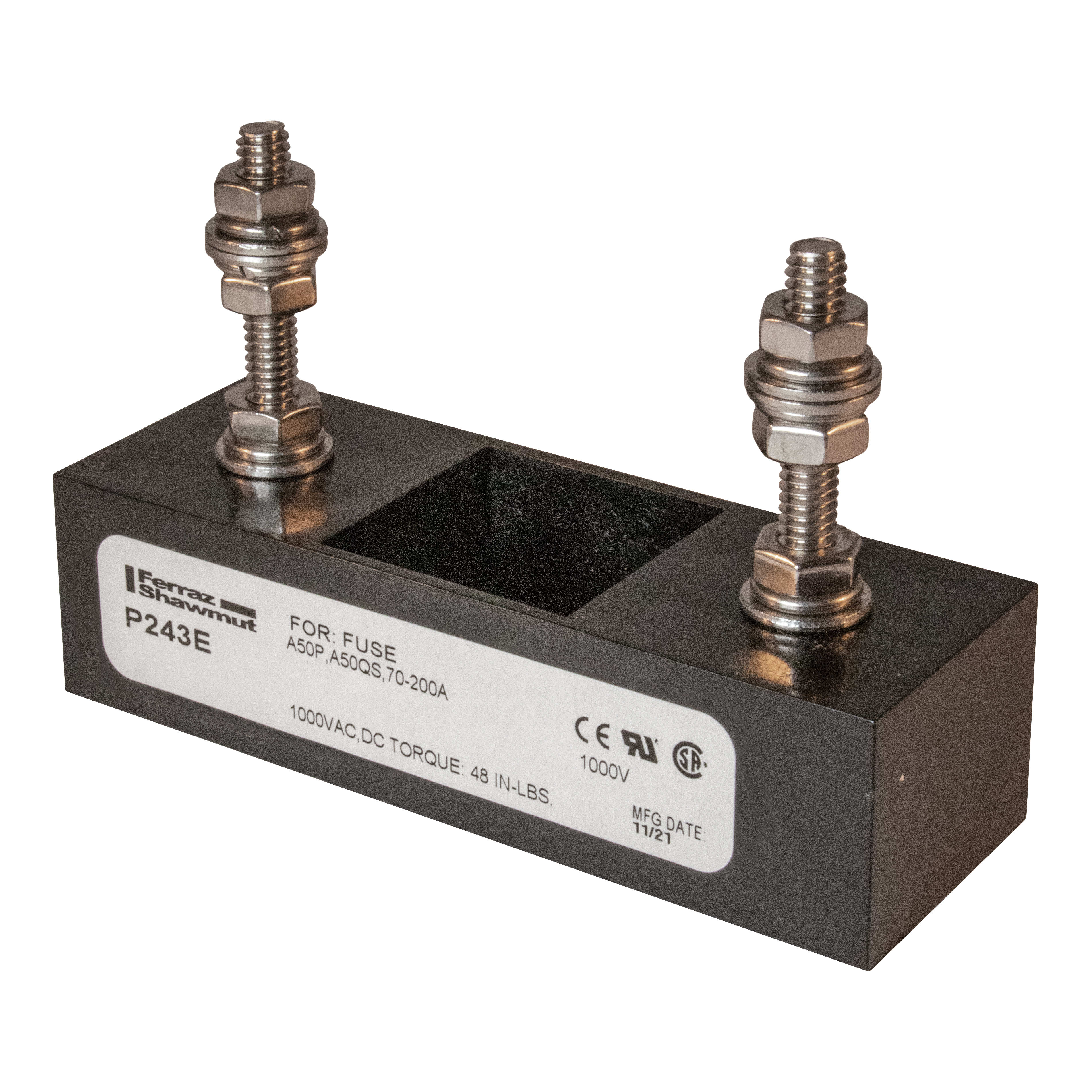 MERSEN - Blocco fusibili 1000V AC/DC 200A 1 polo Perno da centro a centro: 2.88 pollice