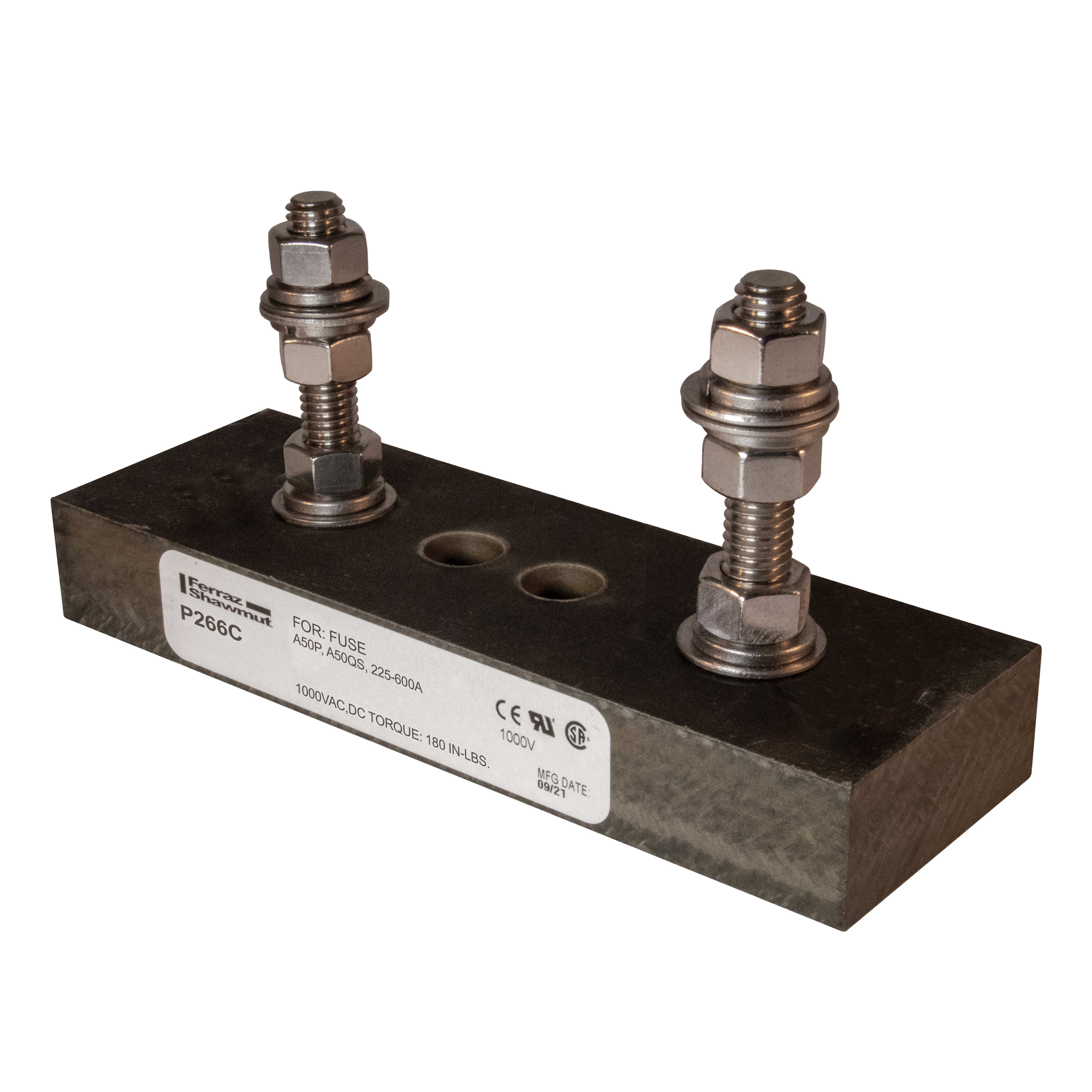 MERSEN - Blocco fusibili 1000V AC/DC 600A 1 polo Perno da centro a centro: 3.28 pollice