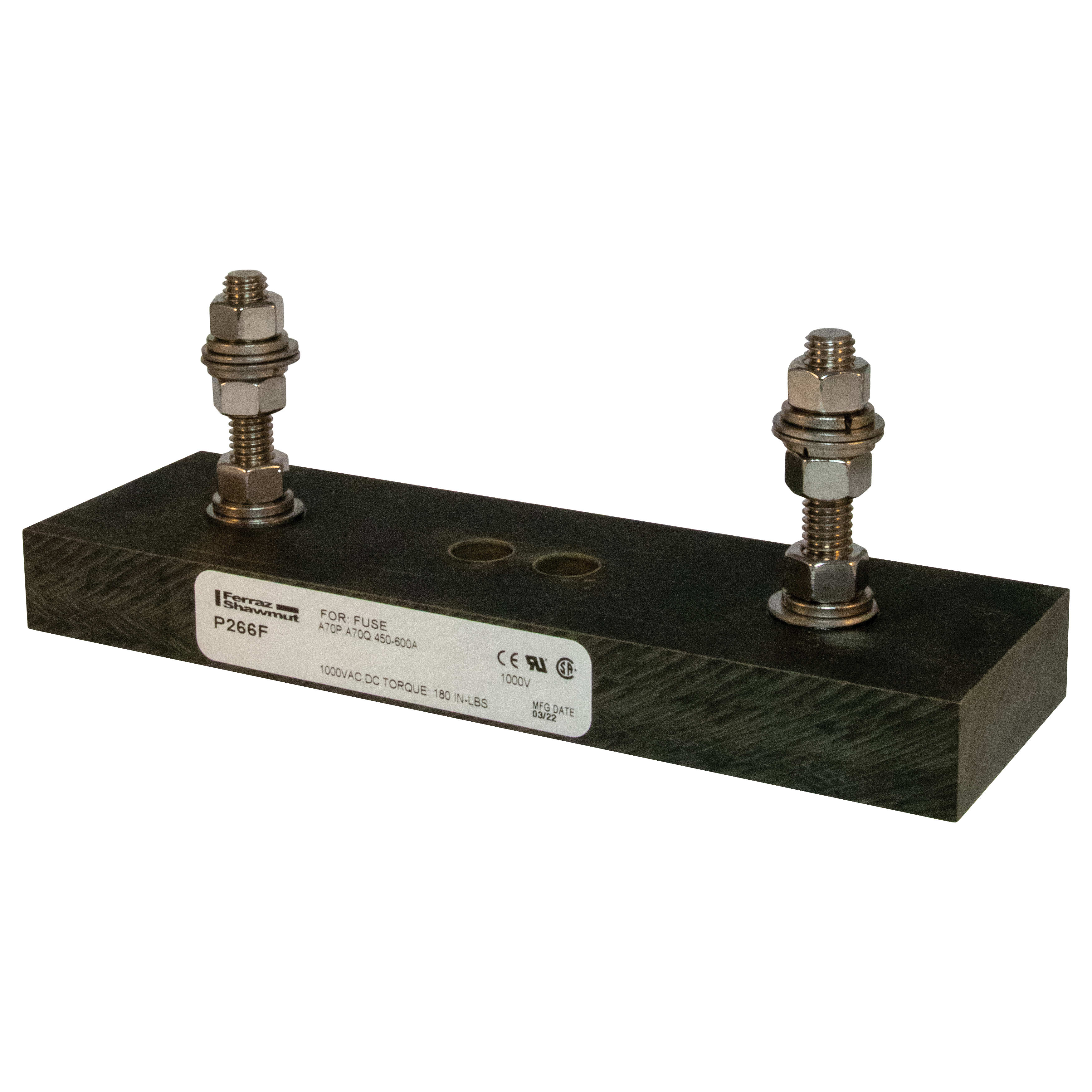 MERSEN - Blocco fusibili 1000V AC/DC 600A 1 polo Perno da centro a centro: 5.09 pollice