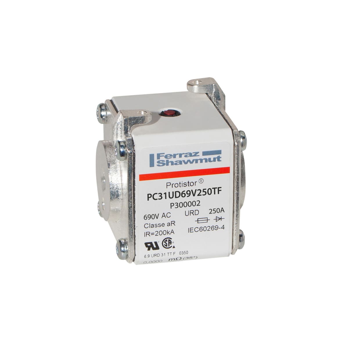 MERSEN - Fusibile ad alta velocità 31 aR 690VAC 250A Percussore Cont.Fil.Metrica