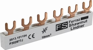 MERSEN - Busbar Fork 3-pole 108mm 10mm² cross section with insulation Pitch 17,8mm