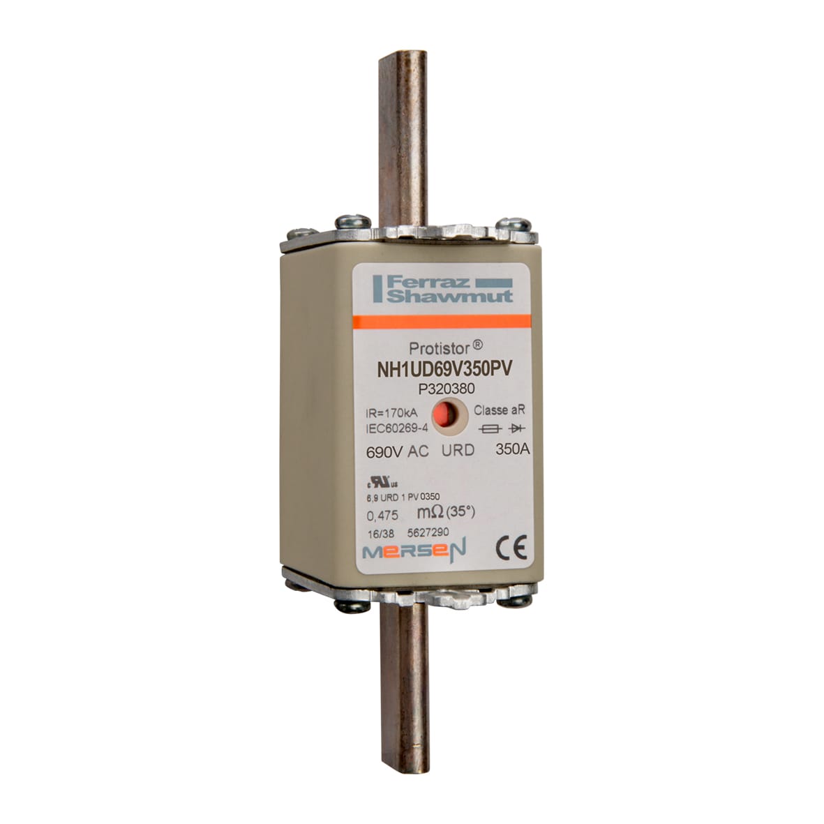 MERSEN - Fusibile ad alta velocità NH 1 aR 690VAC CEI 700VAC UL 350A Doppio indicatore