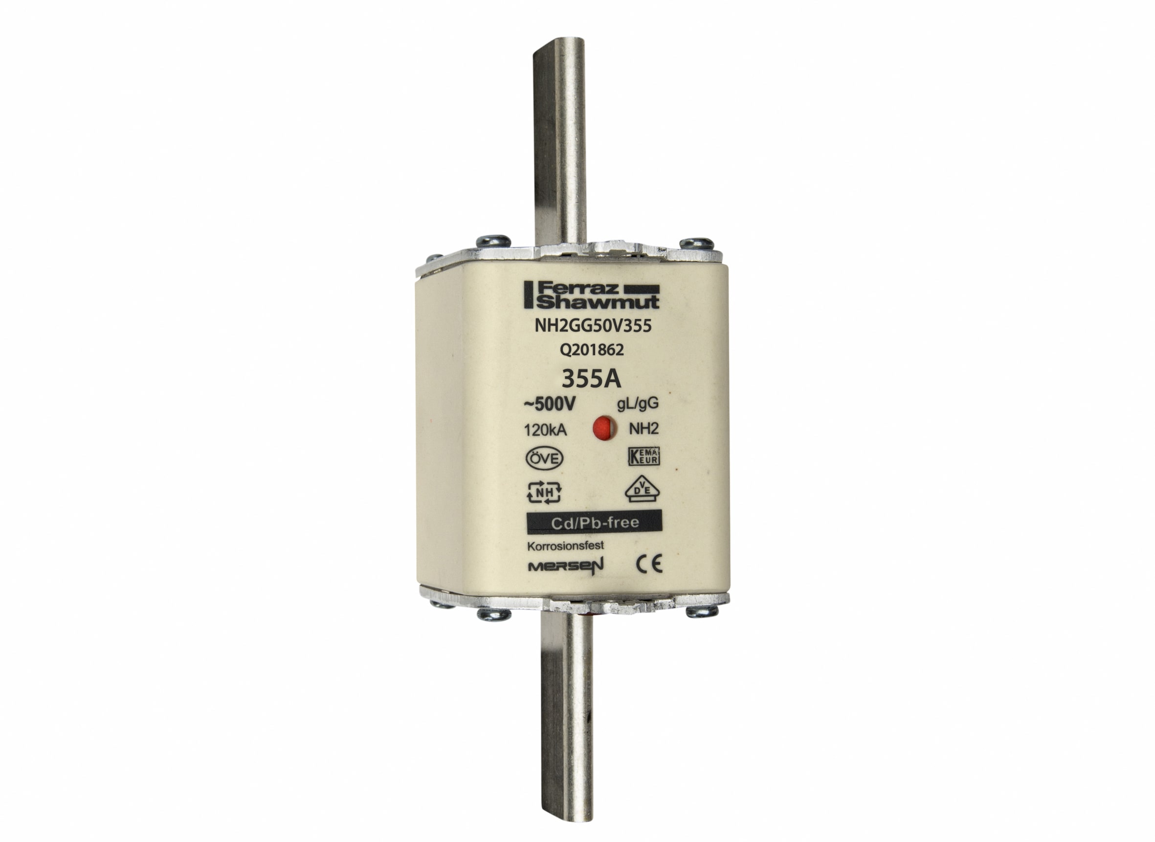 MERSEN - Fusibile NH2 gG 500VAC 355A Placche Attive Doppio Indicatore