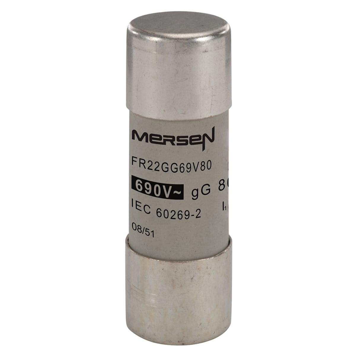 MERSEN - Fusibile cilindrico gG 22x58 CEI 690VAC 80A