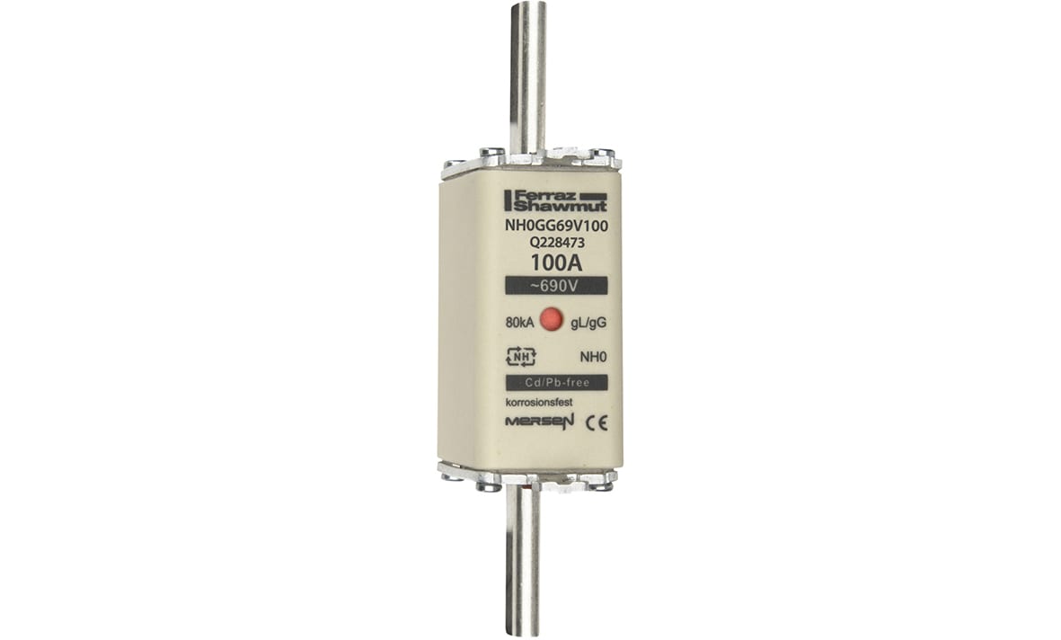 MERSEN - Fusibile NH0 gG 690VAC 100A Placche Attive Doppio Indicatore