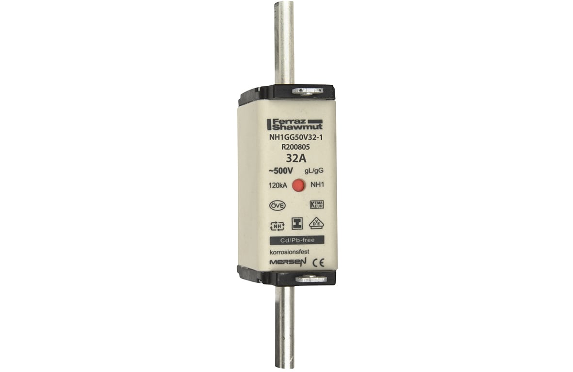 MERSEN - Fusibile NH1 gG 500VAC 32A Placche Isolate Doppio Indicatore