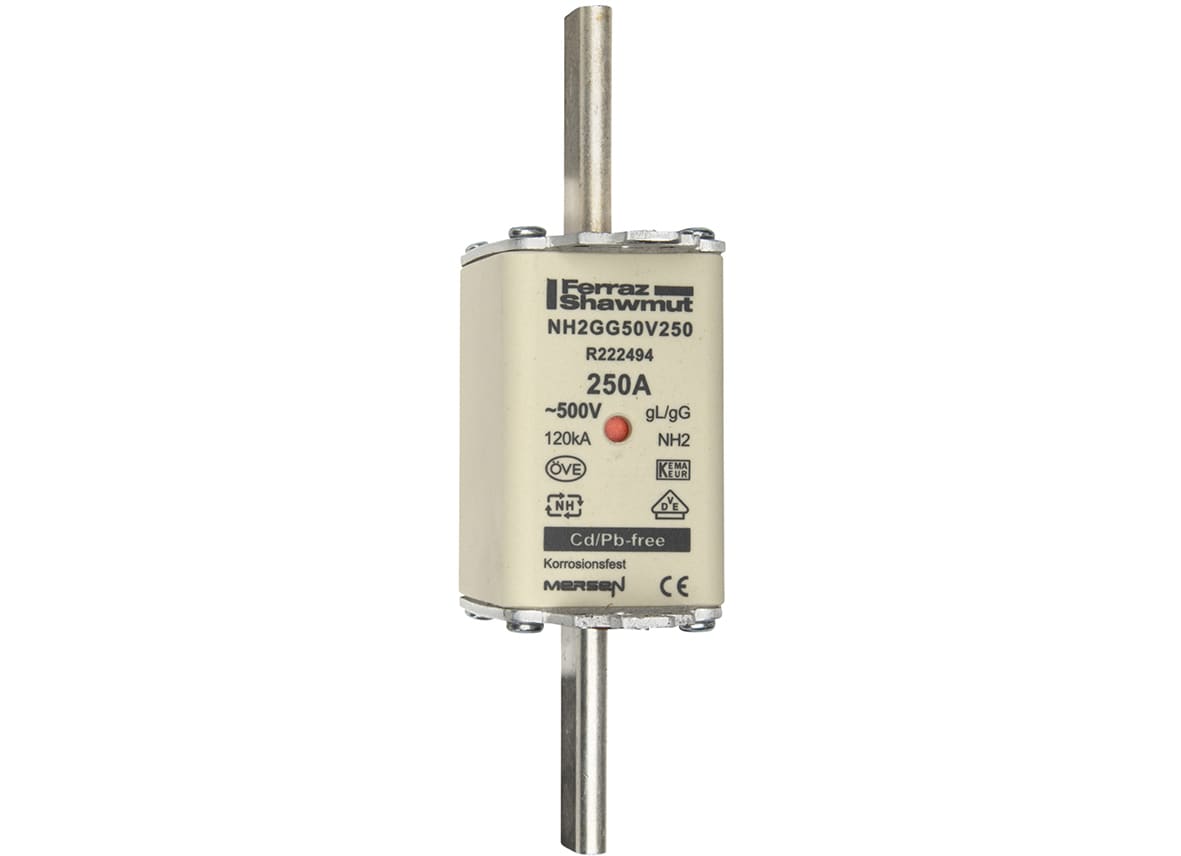 MERSEN - Fusibile NH2 gG 500VAC 250A Placche Attive Doppio Indicatore