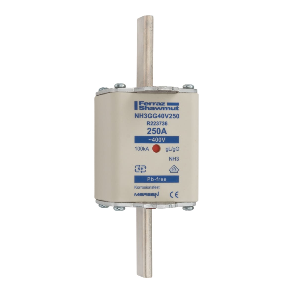 MERSEN - Fusibile NH3 gG 400VAC 250A Placche Attive Doppio Indicatore