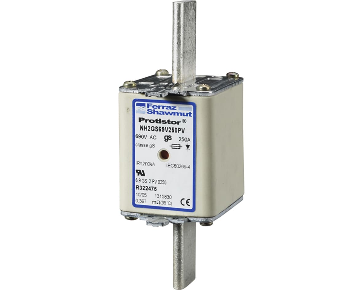 MERSEN - Fusibile ad alta velocità NH 2 gS 690VAC CEI 700VAC UL 250A Doppio indicatore