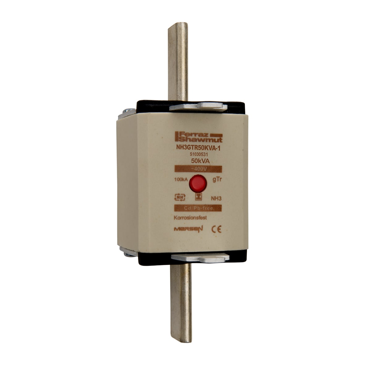 MERSEN - Fusibile NH3 gTr 400VAC 72A 50KVA Placche Isolate Indicatore Centrale