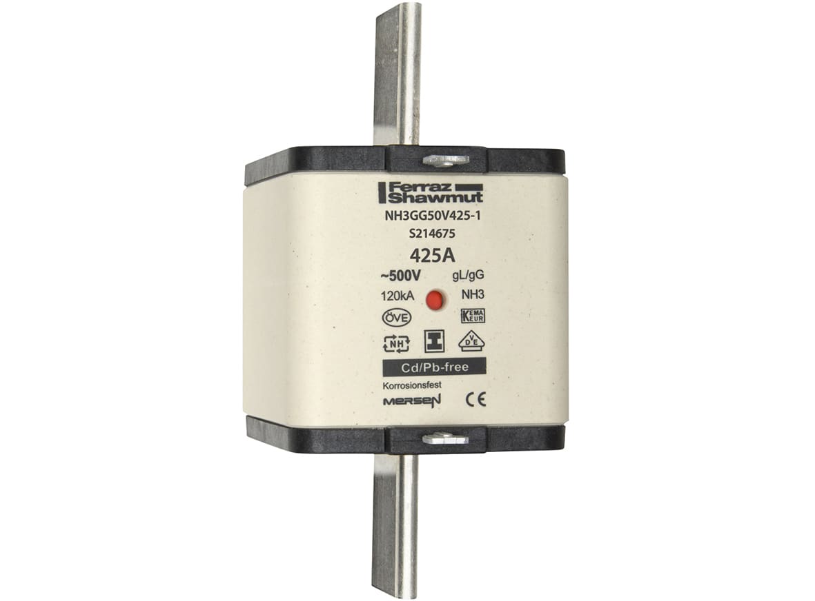 MERSEN - Fusibile NH3 gG 500VAC 425A Placche Isolate Doppio Indicatore