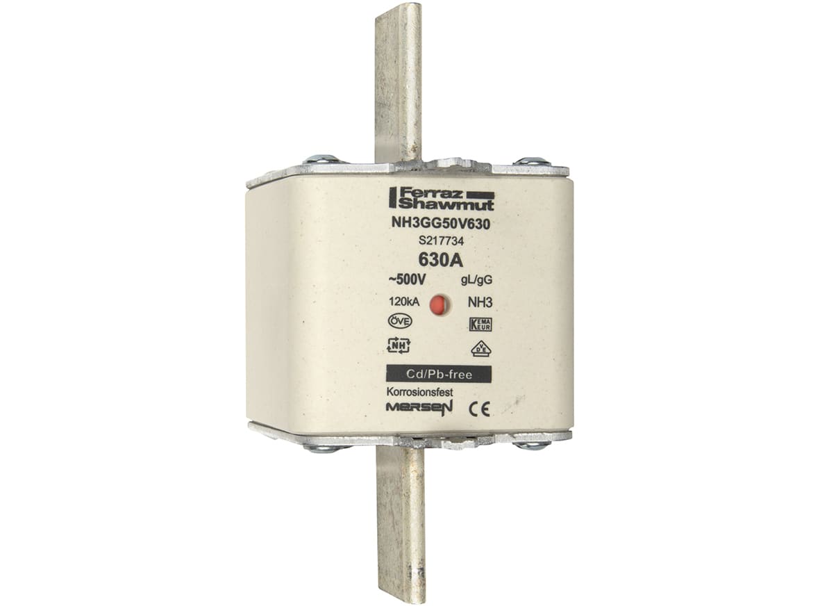 MERSEN - Fusibile NH3 gG 500VAC 630A Placche Attive Doppio Indicatore