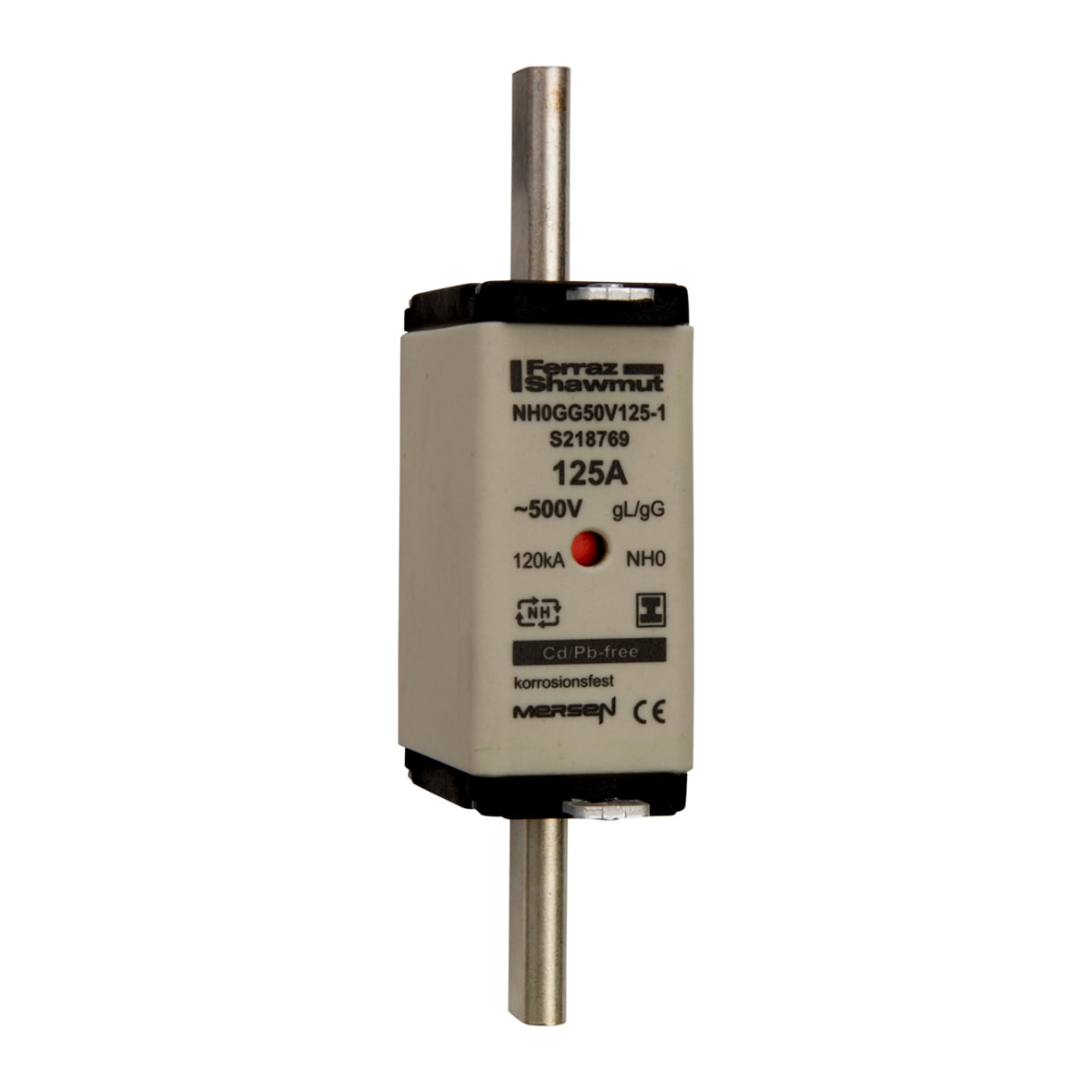 MERSEN - Fusibile NH0 gG 500VAC 125A Placche Isolate Doppio Indicatore