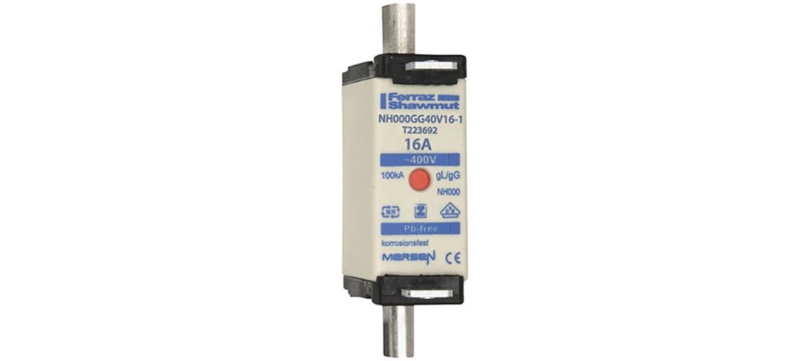 MERSEN - Fusibile NH000 gG 400VAC 16A Placche Isolate Doppio Indicatore