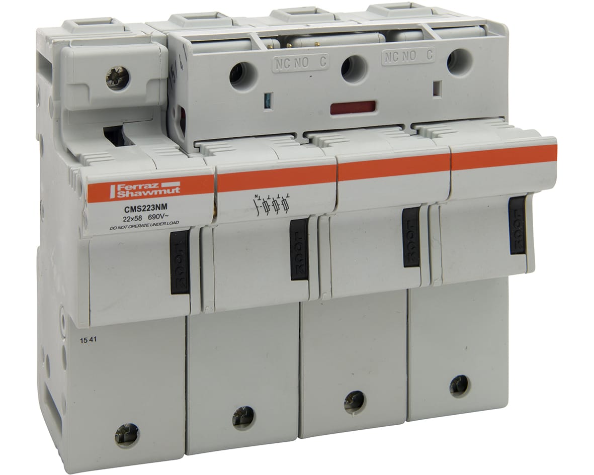 MERSEN - Portafusibili 22x58 CEI 690VAC 690VDC 3 poli+N IP20 Microcontatto
